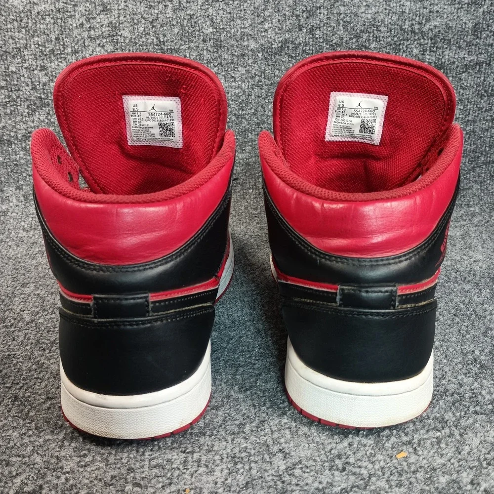 Nike Air Jordan 1 Mid Bred Men 8.5 Reverse Thrashed No Insoles No Laces Read